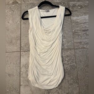 Express Asssymetrical White Ruched Blouse Size Small